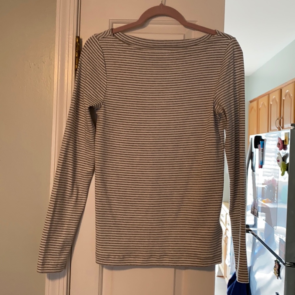 Gray and white striped shirt